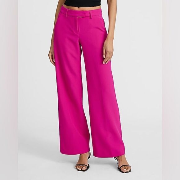 Express Editor Relaxed Mid Rise Trouser Pant neon berry (Pink) size 0 nwt - Picture 1 of 11